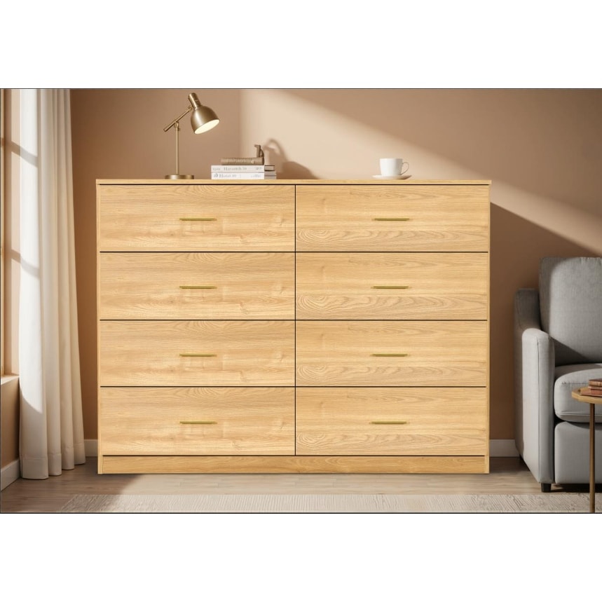Modern Bedroom Dresser – 8-Drawer Wide Chest with Ample Storage, Sturdy & Safe Design.
