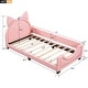 preview thumbnail 4 of 9, Classic Twin Size Pink Leather Upholstered Daybed w/ Ears Shaped Headboard Platform Bed Frame No Box Spring Needed,Easy Assembly
