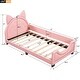 preview thumbnail 4 of 4, Pink Twin Size PU Leather Upholstered Daybed with Carton Ears Shaped Headboard, Nailheads Decoration