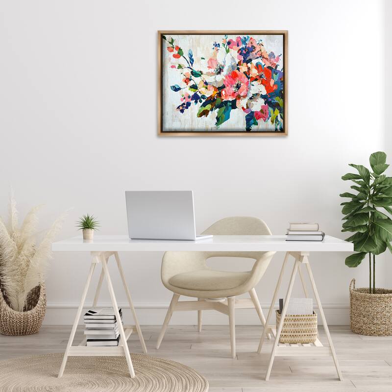 Stupell Abstract Flower Blooming Branch Framed Floater Canvas Wall Art Design By Franklyn Gregory