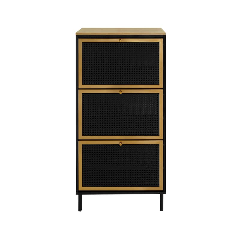 3 Metal Door Shoe Rack Freestanding Shoe Storage Cabinet