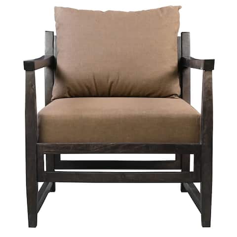 Malibu Accent Chair with Open Wood Frame, Beige