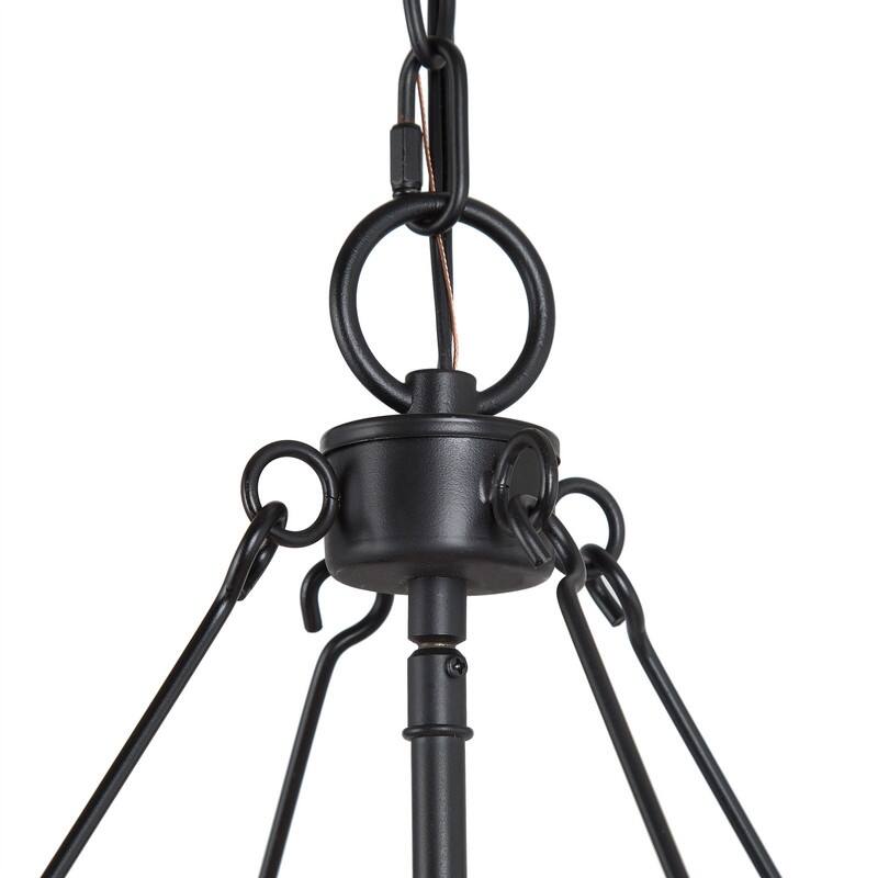Rustic Farmhouse Black 4-light Drum Chandelier Ceiling Pendant for Dining Room Entryway - D 19.5"* H19.7"