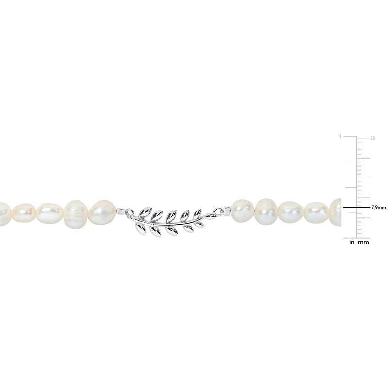 Miadora 5-6.5 mm White Freshwater Cultured Pearls Bracelet in Sterling Silver