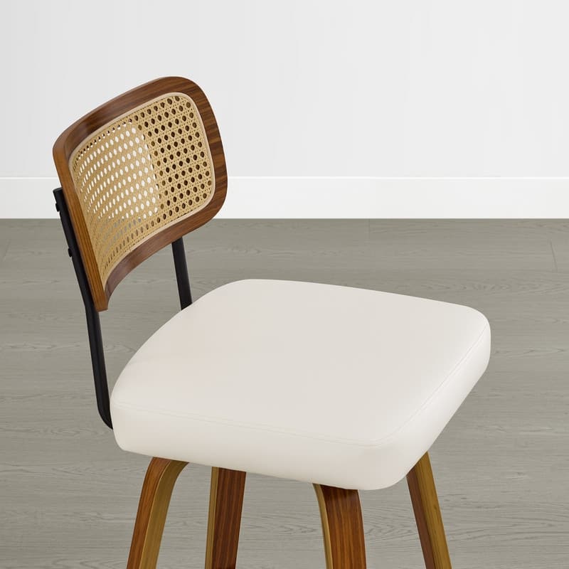 Spruce & Spring 26" Swivel Bar Stool with Bentwood Back or PE Rattan Back