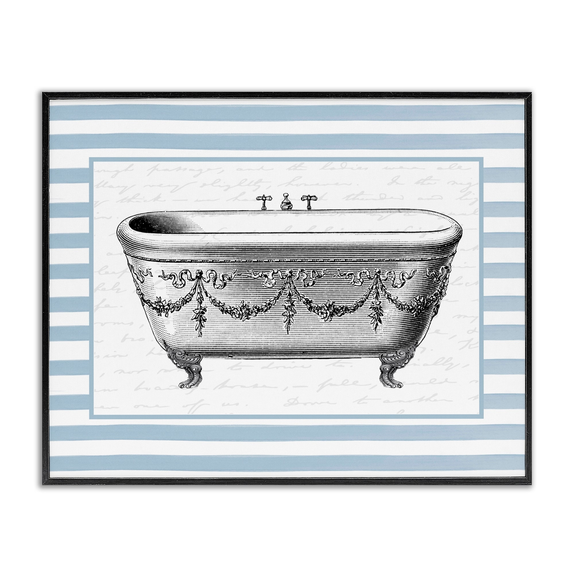 Stupell Ornate Vintage Tub on Stripes Framed Giclee Art Design By Lettered and Lined