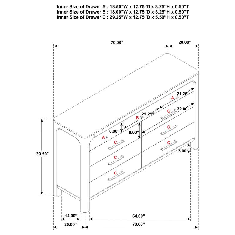 Solano 9-drawer Bedroom Dresser with Mirror Weathered Mango