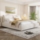 preview thumbnail 65 of 94, Upholstered Platform Bed with Curve-Shaped Design Headboard White-141W - Queen
