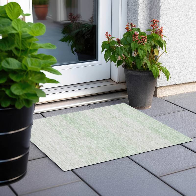 Machine Washable Indoor/ Outdoor Chantille Ombre Stripes Rug - Mint - 1'8" x 2'6"