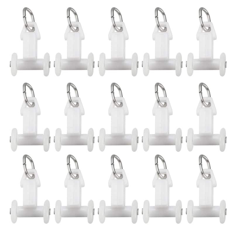 Curtain Track Rollers Plastic Twin Wheeled Carriers 11.4mm Dia 30 Pcs - White
