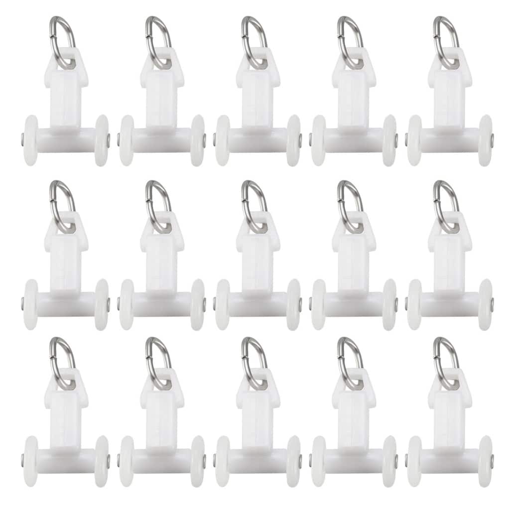 Curtain Track Rollers Plastic Twin Wheeled Carriers 11.4mm Dia 30 Pcs - White