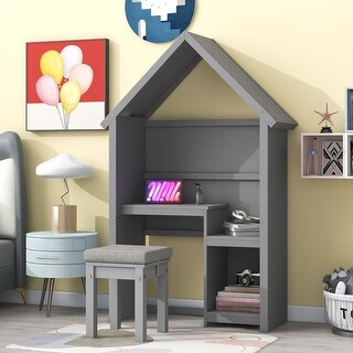 House Shaped Kids Desk with a cushion stool