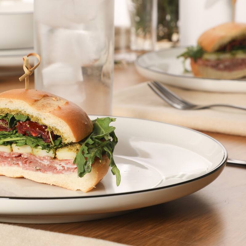 Gibson Home Havenstone 12-Piece Porcelain Dinnerware Set - Plates & Bowls, Classic White Everyday Dish Set