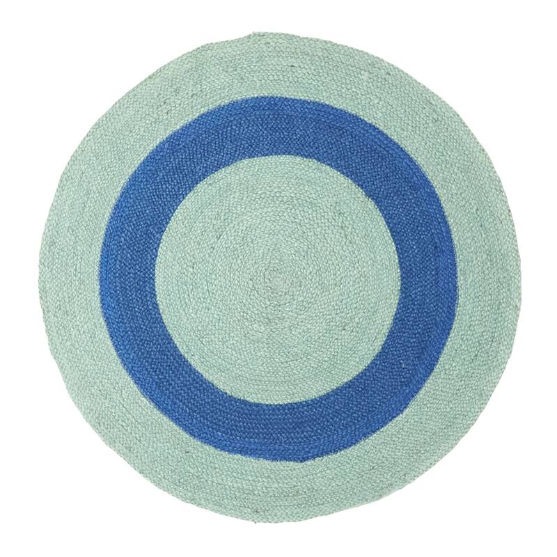 ECARPETGALLERY Braided Weave Palas Denizli Light Green Jute Rug - 3'3 x 3'3