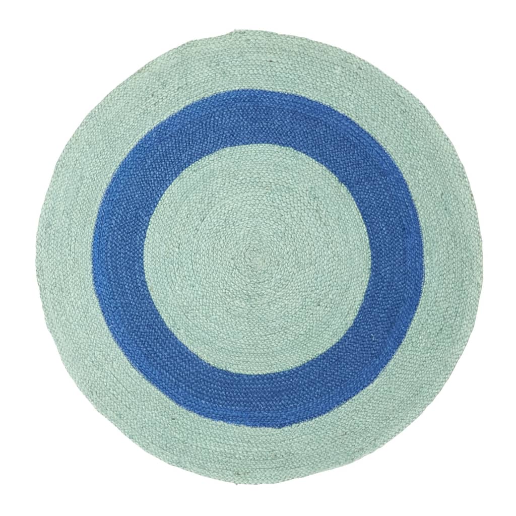 ECARPETGALLERY Braided Weave Palas Denizli Light Green Jute Rug - 3'3 x 3'3