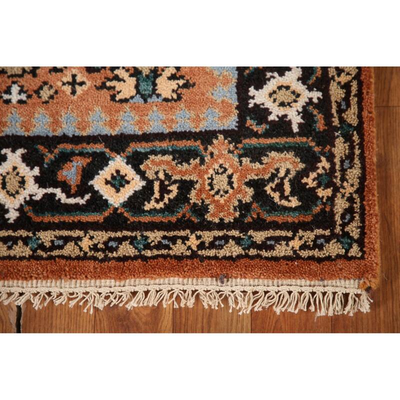 Orange Heriz Serapi Indian Runner Rug Hand-Knotted Wool Carpet - 2'8"x 8'2"