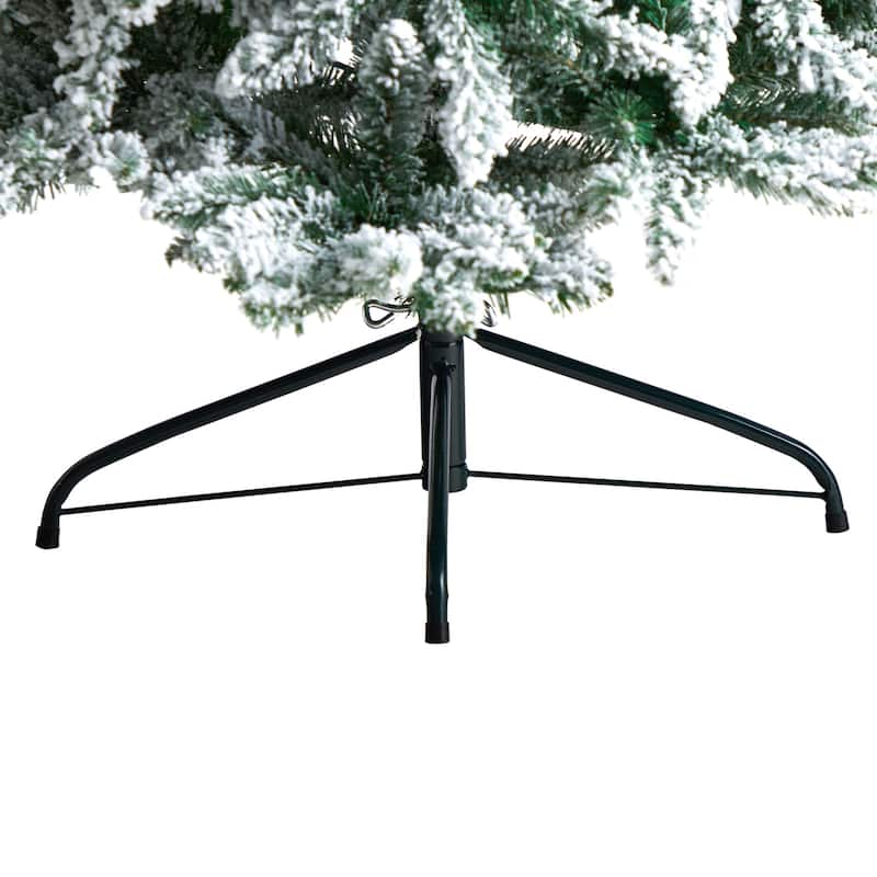 8ft Slim Artificial Christmas Tree with Lights - Winter Fir Tree, Prelit Warm White LED Lights - Green - 96
