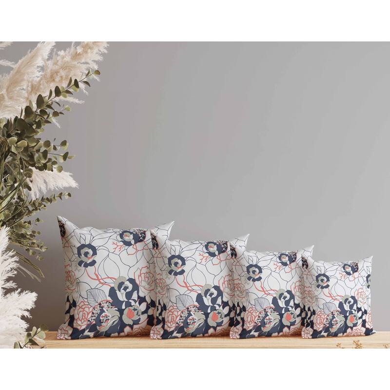 Regal Rose Retreat Faux Suede Reversible Throw Pillow Silver and Blue