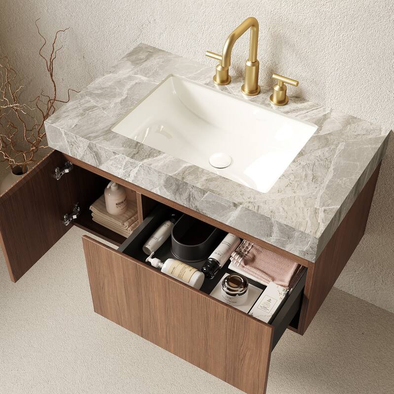Floating Bathroom Vanity with 3 Pre-drilled Faucet Holes