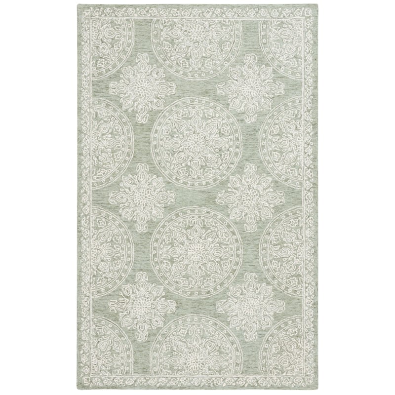SAFAVIEH Handmade Lauren Ralph Lauren Liubomila Medallion Wool Rug - 8' x 10' - Sage/Ivory