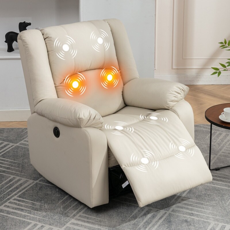 Mixoy Power Lift Recliner Chair with Lumbar Heating Vibrating Massage PU Leather Massage Chair with Overstuffed Armrest Backrest