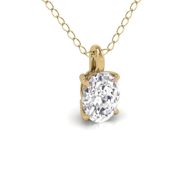 Marquee Lab Grown 1 Carat Oval Solitaire Diamond Pendant in 14K Yellow Gold