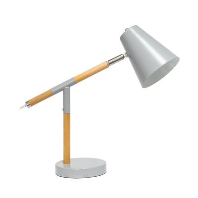 15.5" Nordic Adjustable Wood Arm Desk Lamp, Modern Table Light , Office, Bedroom, Living Room - 16.75” x 5.50” x 15.50”