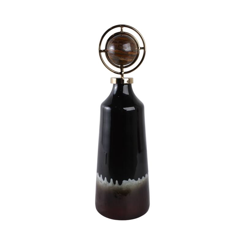 Glass Metal Decorative Vase Modern Transitional Sculptural Orb Accent