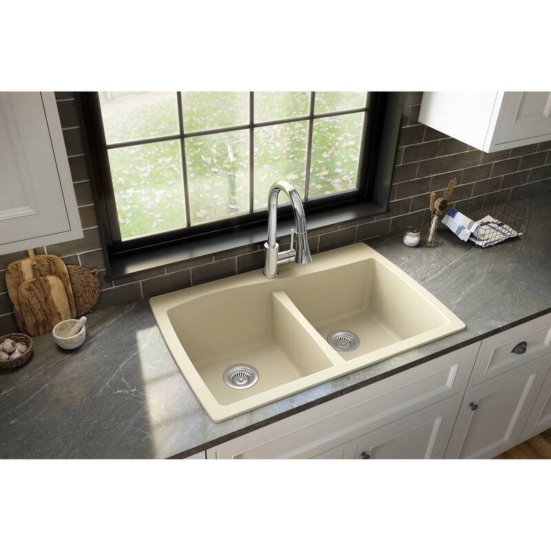 Karran Drop-In Quartz 50/50 Double Bowl Kitchen Sink