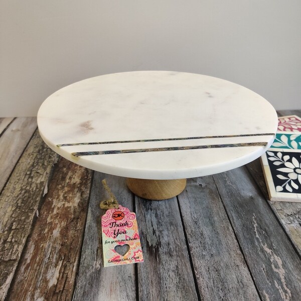 GAURI KOHLI Pärlemor Marble Cake Stand (12"). Opens flyout.