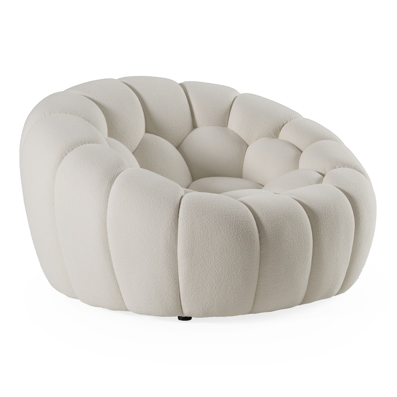 Divani Casa Yolonda Modern Curved Off-White Fabric Chair