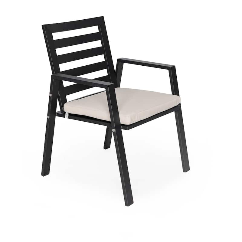 LeisureMod Chelsea Patio Dining Armchair in Aluminum with Cushions Set of 4 - 34.84