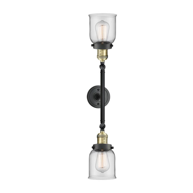 Innovations Lighting Small Bell 2 Light 23" Wide Bathroom Vanity Light - Black Antique Brass / Clear