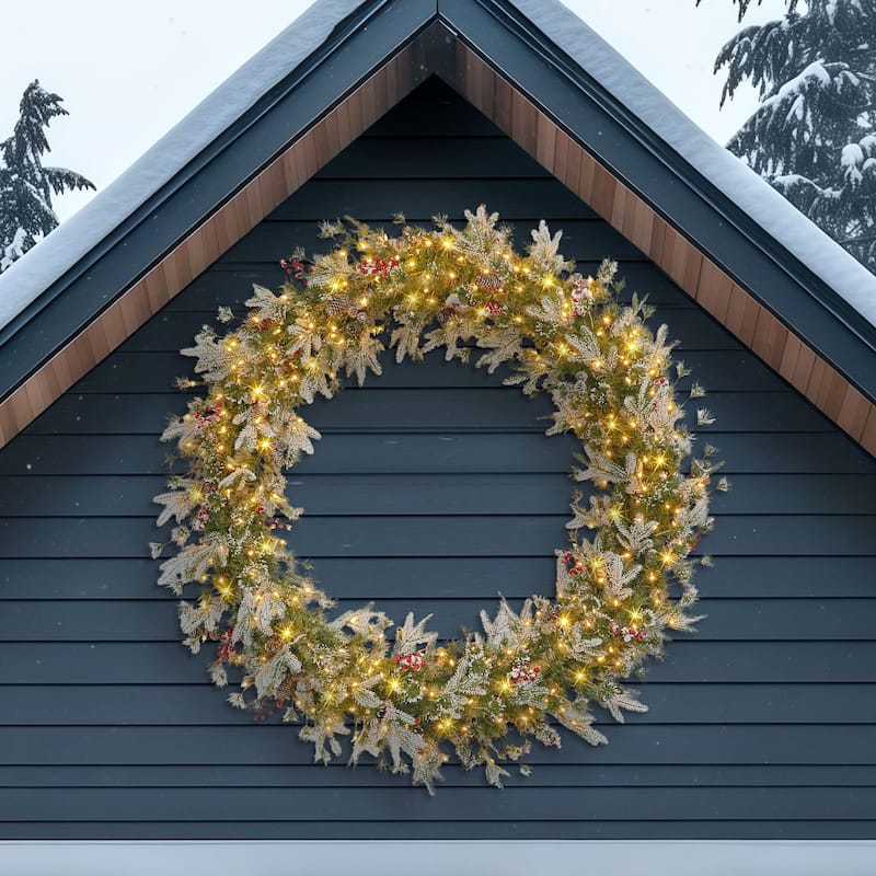 Puleo International 60 in Pre-Lit Glitter Wreath