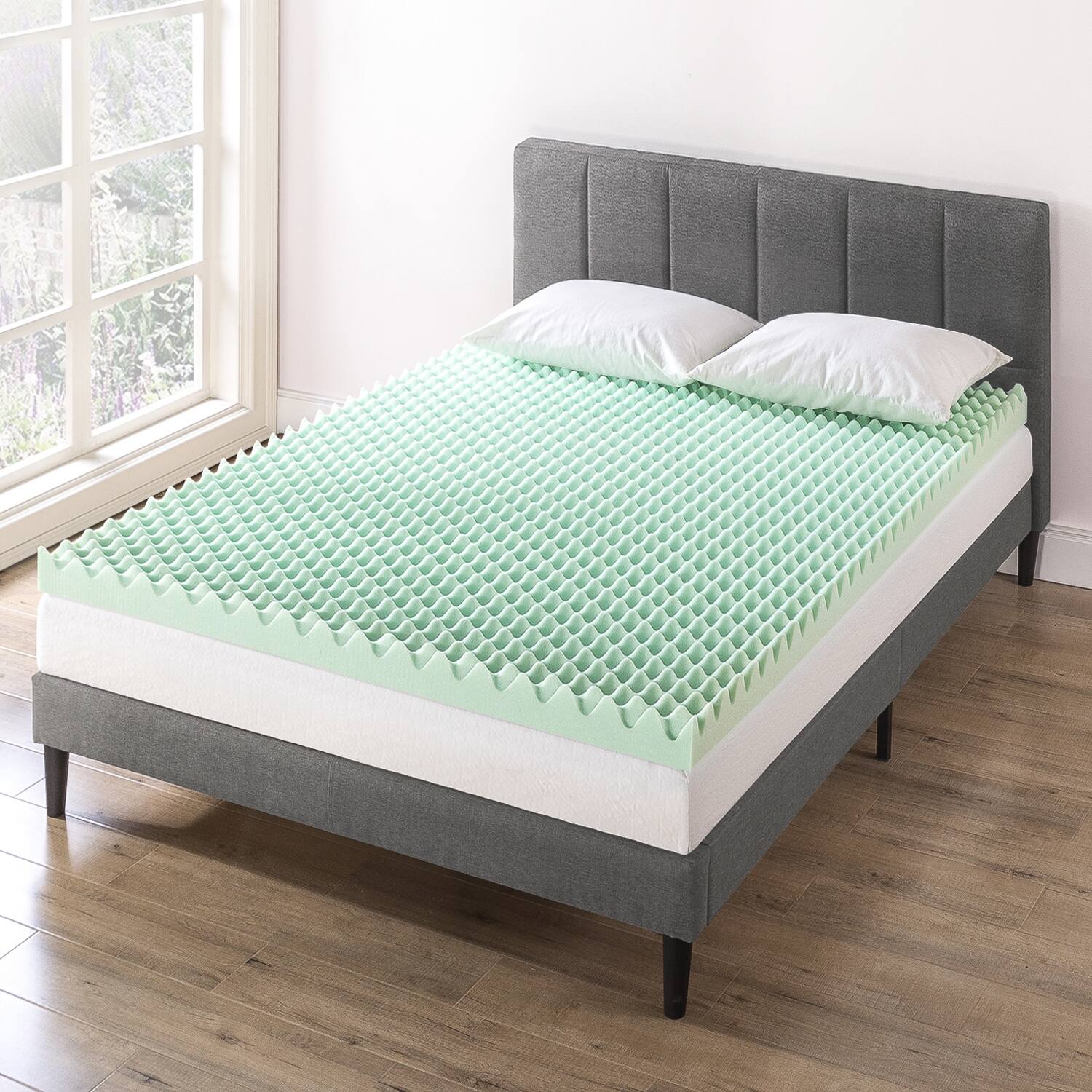4 Inch Egg Crate Memory Foam Mattress Topper with Calming Aloe Infusion