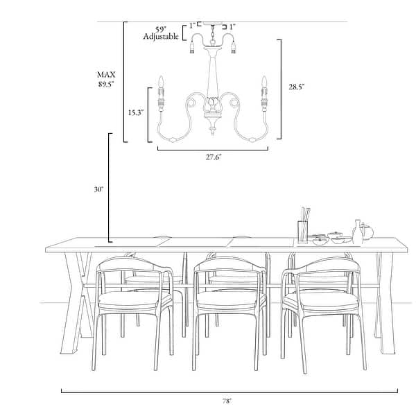 The Gray Barn Ingleside 5Light Distressed Wood Chandelier W27.5"x