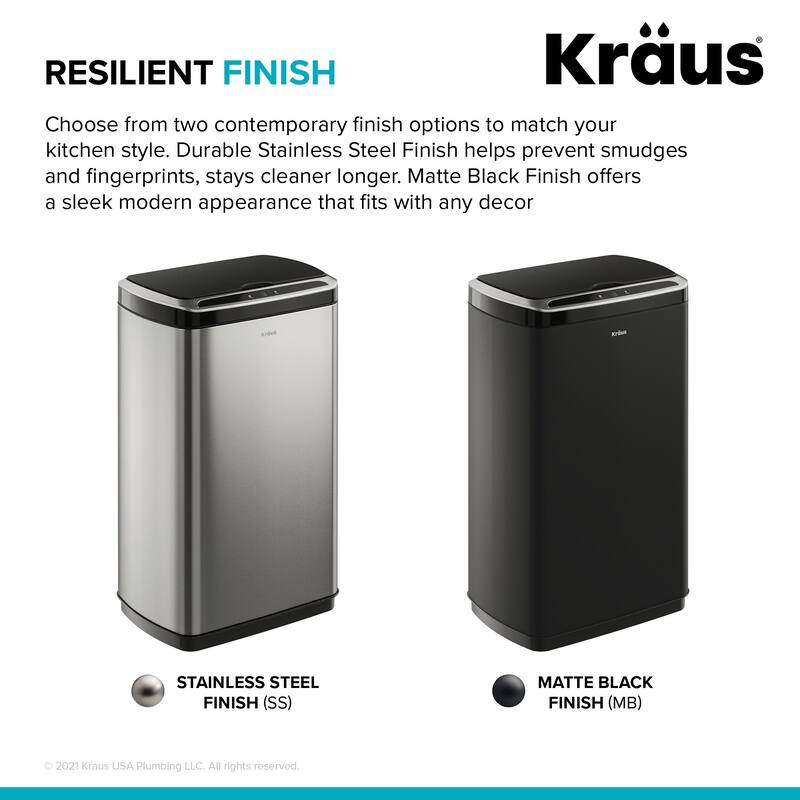 KRAUS GarbagePro Touchless Motion Sensor Stainless Steel Trash Can