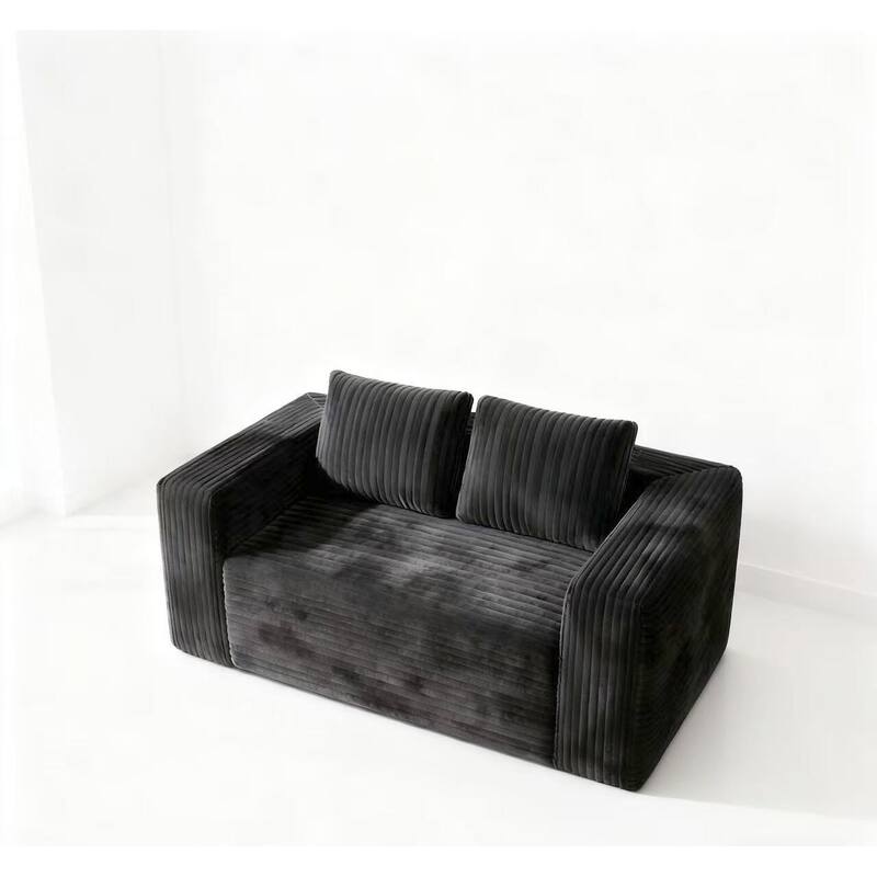 Cloud Loveseat Sofa, 2-Seater Boneless Couch, Deep Seat Corduroy Sofa, Compressed, No Assembly, Memory Foam, Modern Small Couch
