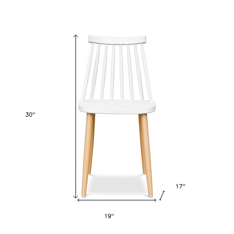 HomeRoots White And Natural Metal and Plastic Windsor Back Dining Side Chair