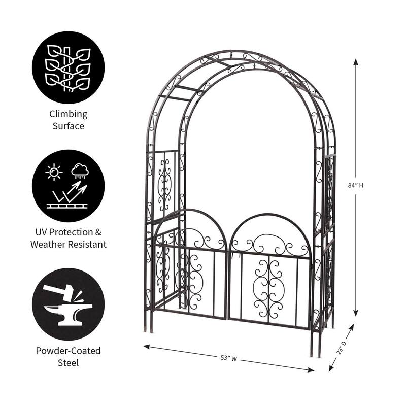 84" x 53" Montebello Iron Garden Arbor with Gate