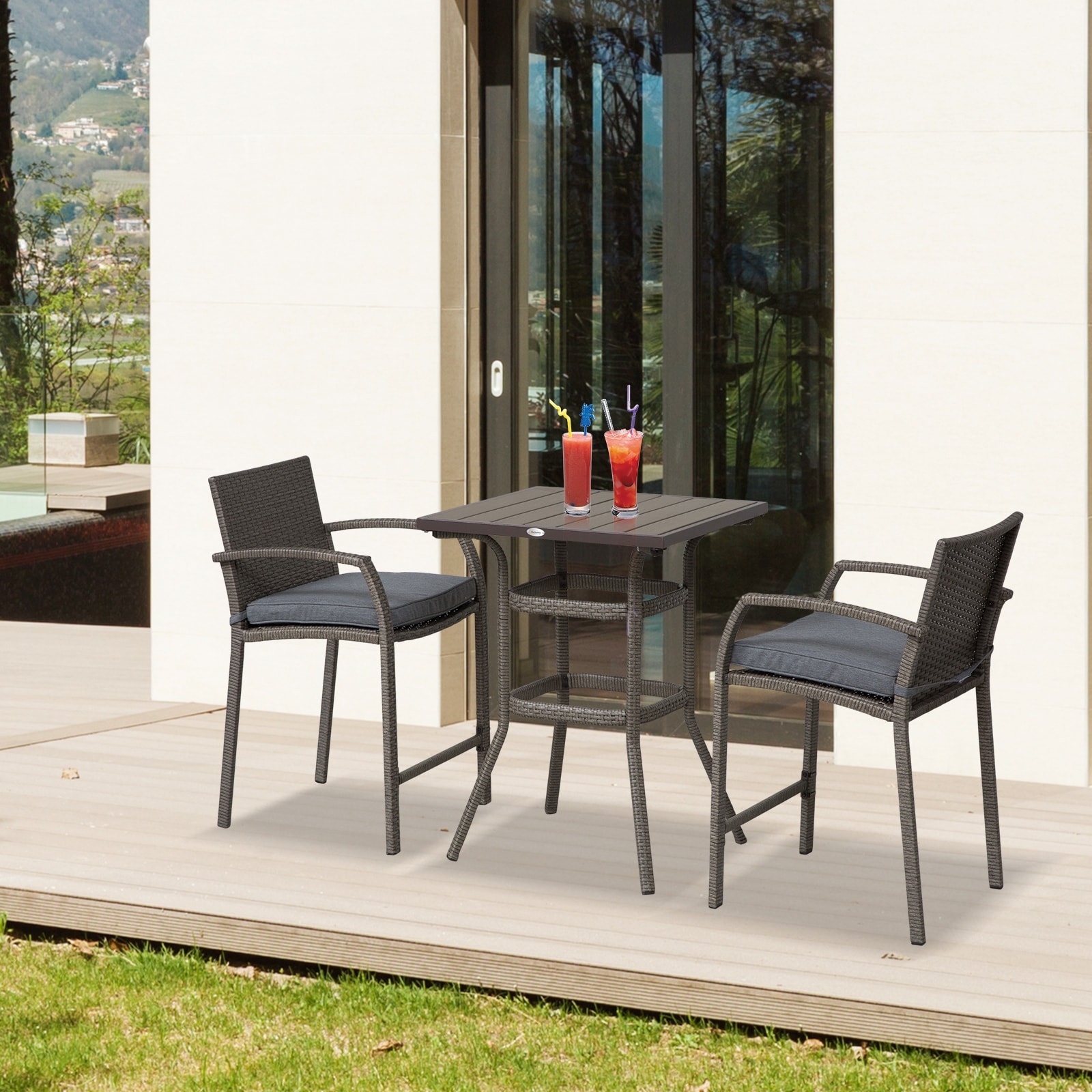 Lindfield rattan 4 seater square garden furniture set in grey cheap