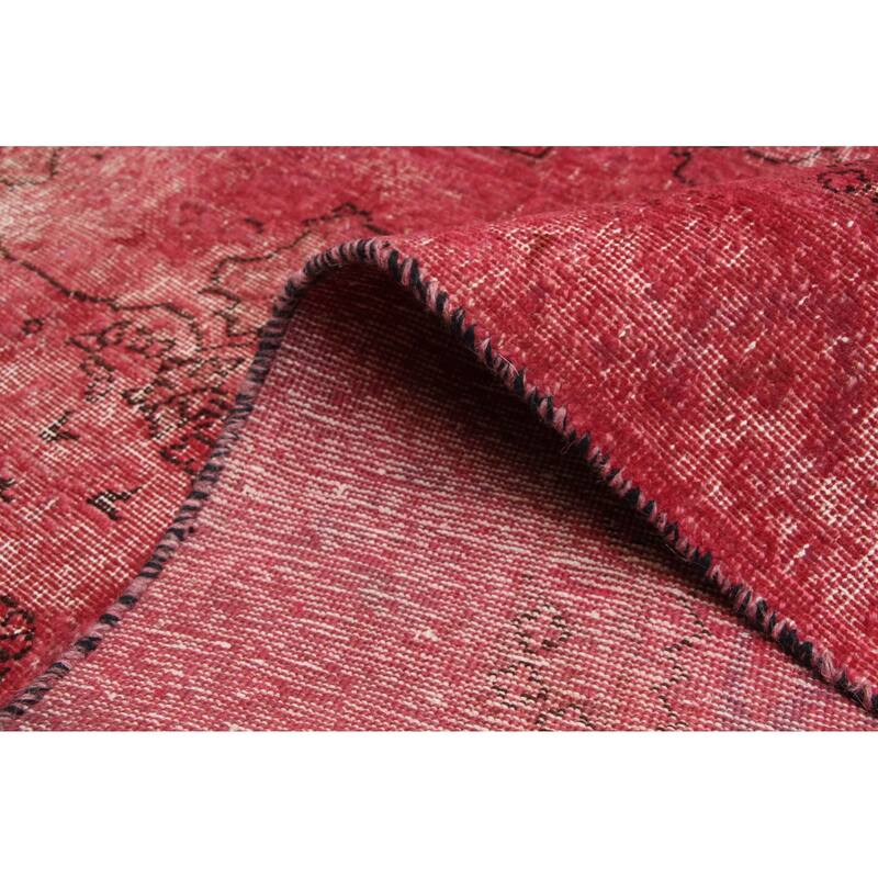ECARPETGALLERY Hand-knotted Color Transition Dark Magenta Wool Rug - 5'8 x 9'0