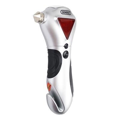 General Tools 7902 4-In-1 Car Escape Tool - Window Breaker, Seat Belt Cutter, Flashing Hazard Light, Led Flashlight