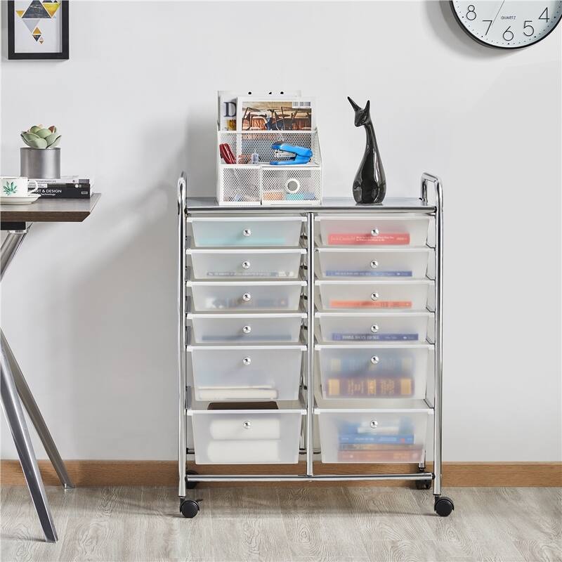Yaheetech 12-Drawer Storage Cart Organizer with Lockable Wheels