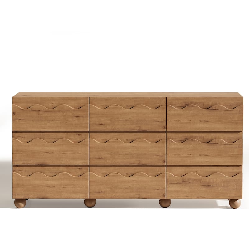 Wave Front 9 Drawer Dresser Handle-Free Modern Storage Cabinet