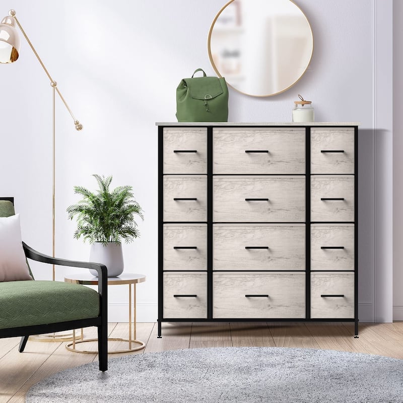 Sorbus Extra Large Chest of 12 Drawers Dresser (Faux Wood - Greige)