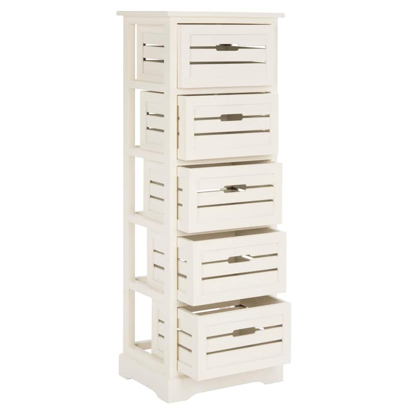 SAFAVIEH Cinda Storage 5-Drawer Cream Cabinet - 16.5" x 12.6" x 46.5" - 17Wx13Dx47H