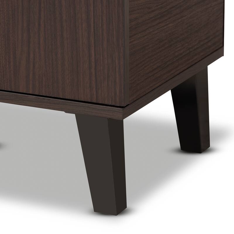 Idina Mid-Century Modern Two-Tone 1-Door Shoe Cabinet