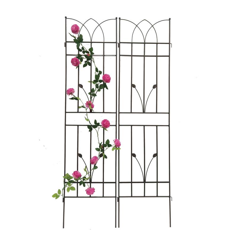 Rustproof Metal Garden Trellis for Climbing Plants, Outdoor Flower Support, 71" x 17.7"