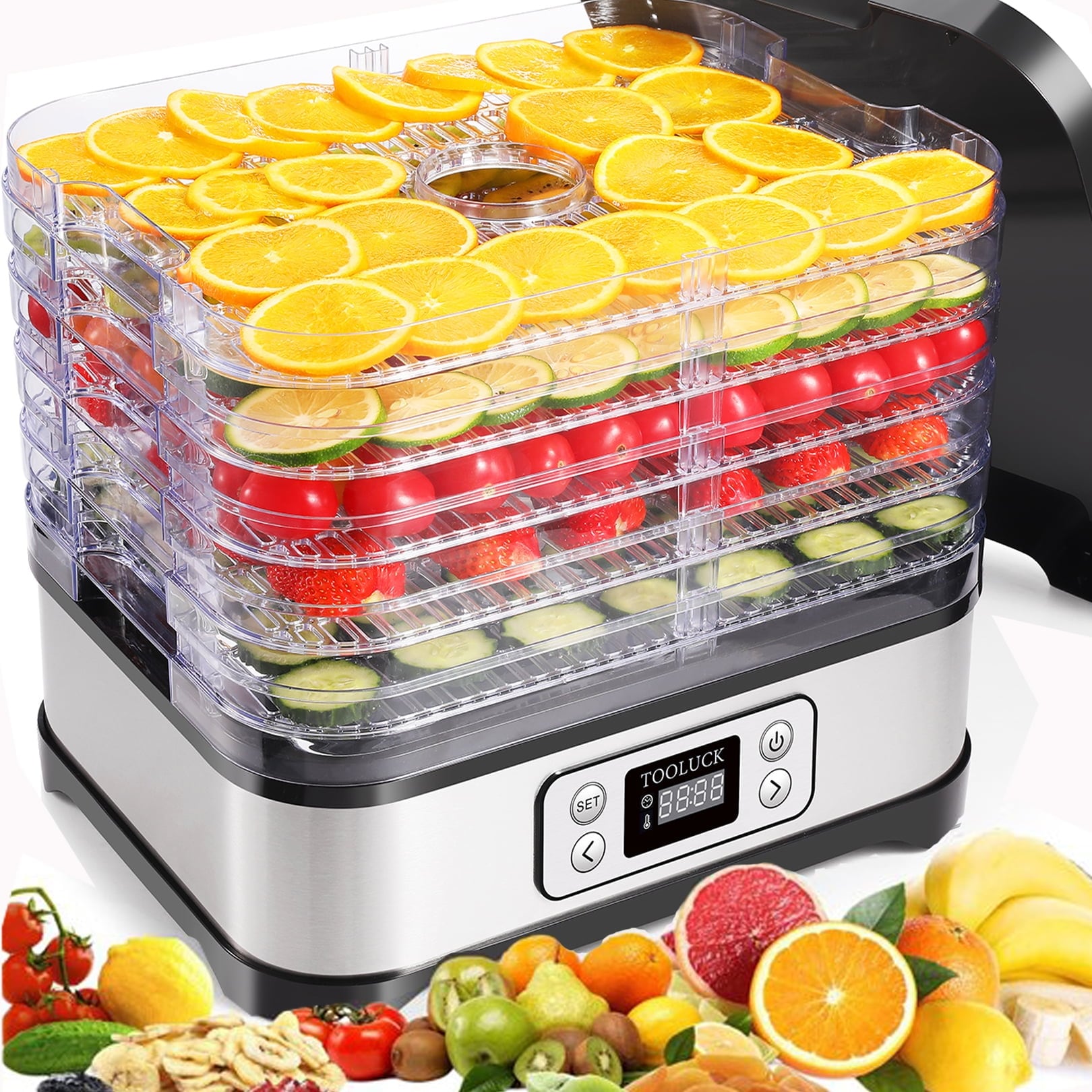 D-14 Digital Touch Screen Food Dehydrator with Stainless Steel Shelves